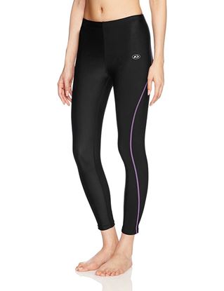 图片 a.d.one One 女式 美腿小脚裤打底裤长裤健身裤瑜伽服长裤 黑色x紫色